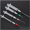 Lab Supplies Wholesale 50Pcs/Set 1Ml L 5Ml 10Ml Luer Lock Syringes With 50Pcs 14G-25G Blunt Tip Needles And Caps For Industrial Dispen Dhd9O