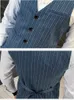 Sol ROM Boyut S-5XL Yeni Erkekler Moda Butik Pamuk Çizgili Gelinlik Takımları Yelekler Erkek İnce Şerit İş Yelek Bel Ceket HKD230828