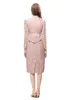 Women's Runway Dresses Stand Collar Long Sleeves Appliques Beaded Lace Oeolum Elegant Designer Vestidos