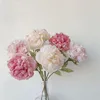 Decorative Flowers Big Peonies Artificial Silk Bouquet Scorched Edge Roses Fake White Pink Wedding Party Home Decoration