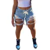 Damen-Jeans, Sommer, einfarbig, gerissen, gerade Shorts, Außenhandel, elastische Taille, Strandhose