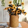 Storage Bottles Seagrass Woven Basket Straw Belly Flower Plant Pot Vase Organizer With Handles For Laundry Picnic Grocery Decor