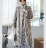 Womens Fur Faux Long Mink Coat 100% äkta varm och fashionabla för Winter European Street Style 230828