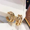 Fashion Korean Metal Elegant Hoop Earring Woman New Vintage Gold Color Geometric Statement Earrings Jewelry Brincos Gift Wholesale YME041
