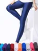 Женские леггинсы Cuhakci Женщины блестящие брюки, продающие твердое цветовое