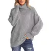 Kvinnors tröjor Turtleneck för kvinnor avslappnad överdimensionerad lykta långärmad chunky stickad pullover höst tröja jumper toppar