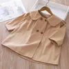 Jackets Korean Version Children's Clothing Girls' Doll Collar Trench Coat 2023 Autumn Fashion Top