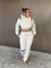 Women's Two Piece Pants Streetwear Two 2 Piece Sets Womens Outfits Autumn Clothing Zipper Cold Shoulder Hooded Sweatshirt Top and Pants Suits Tracksuits T230828