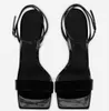 Klasyczny stylowy Brial Wedding Wedding Calfskin Sandals Buty z krysztelarskim obcasami Lady Pumps Black Patent skóra Perfect Gladiator Sandalias EU35-43