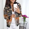 Jaquetas femininas Mulheres adequadas diariamente leve zip up jaqueta floral impressão casaco gola curta esportes casuais