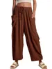 Pantalon Femme Femmes S Casual Large Jambe Harem 2023 Couleur Solide Lâche Lightweigt Beach Palazzo Yoga Boho Pantalon