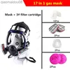 Schutzkleidung 7-in-1-Gasmaske, chemisches Atemschutzgerät, staubdicht, Farbe, Pestizidspray, Silikon-Vollgesichtsmaske mit Filtern für Laborschweißen HKD230826