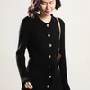 Women's Sweaters 2023 Autumn Winter Wool Dress Women Button-up Knee-length Long Sleeve Shift Lady Loose Casual Tunic Basic Dresses