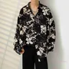 Mens T Shirt Long Sleeve Blouses Trendy Handsome Loose Fitting Casual Versatile Lazy Floral Shirts Autumn Outfits For Man 3xl