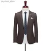 Terno casaco colete calças 3 pçs conjunto / 2023 masculino casual boutique negócios retro estilo britânico xadrez blazers jaqueta calças colete q230828