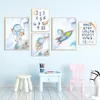 Canvas Målningsnummer Alfabetet Cartoon Astronaut Rocket Space Affischer and Prints Wall Art Wall Pictures Kids Boy Bedroom vardagsrum Dekor gåva No Frame WO6