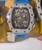 Richarmill Watch Swiss Automatic Mechanical Wrist Watches Men's Series 18 Carat's VVS1 White Moissonite Diamond Round Cut Automatic Luxury Men's Watch Wn JCTW IUV4