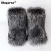 Stivali invernali Soffice pelliccia sintetica Donna Peluche Neve calda Calzature di lusso Ragazze Bottiglie pelose Scarpe moda 230826