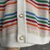 Herrtröjor överdimensionerade Casablanca Jacquard Men Kvinnor 1 Kvalitet Rainbow Stripes Sticked Cardigan Sweatercoat 2024