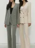 Primavera moda feminina blazer terno manga longa blazer com cinto calças terno conjunto senhora do escritório dois conjuntos de peças roupas hkd230825