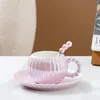 Tazas Taza de café creativa de lujo ligera y placa de cerámica esmaltada con perlas Pareja Taza de alta belleza Té de la tarde