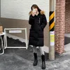 Trench da donna ZCSMLL Pelliccia con cuciture con cappuccio X-long Parka Inverno Donna Moda coreana 2023 Autunno Manica lunga Cappotto femminile allentato di grandi dimensioni