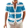 Maglioni da uomo Camicia da lavoro a maglia da uomo Multi colori Risvolto superiore Classico cardigan estivo da esterno a righe Abbigliamento streetwear