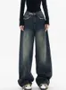 Jeans para mujer Pierna ancha Mujeres Elegante Casual Estilo de moda coreana Cintura alta Diario Retro Lavado Vintage Streeetwear Chic Allmatch Basic 230828