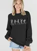 Women Halloween tańczące szkieletowe bluzy Spiria Sezon Crewneck koszula z długim rękawem Horror Pullover Top