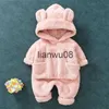 Clothing Sets New Cute Baby Boys Girls Coral Velvet Warm Spring Autumn Winter Hoodied Clothes Sets Children Kids Thick Woolen Bear Hoody Suits x0828