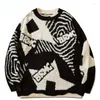 Herrenpullover Harajuku Retro Graffiti Star Jumper Strickpullover Übergroßer Winter Koreanischer Pullover Opa Ugly Damen Y2K Grunge