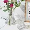 Vases Ins Creative Glass Vase Fold Paper like Luxury Flower Home Decoration Irregular Transparent Hydroponic Art 230828