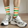 Men's Socks Retro Green Orange And White Leprechaun St Patricks Day Unisex Hip Hop Seamless Printed Funny Crew Sock Gift