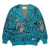 Herrenpullover Herbst Winter Hohe Qualität WACKO MARIA Button Cardigan Pullover Männer Frauen Übergroße Tiger Jacquard Blau Weiß Khaki VNeck Mantel 230826