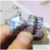 Solitaire Ring 925 Sier-Plated Rings Super Flash Gemstone Micro-Inlaid Zircon Men Women Color Zirconium Fashion Exaggerated Mixed Batc Dh7Hd