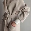 Womens Wool blandar Kvinnor Vinterrockar Autumn och Femmes Solid Color Lapel Loose Long Doubleided Coat Female Jas 230828