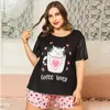 Vêtements de nuit pour femmes Plus Taille Pyjama Ensembles Femmes Été Coton Mignon Dessin animé à manches courtes Deux pièces Ensemble Homewear Sexy PJS Lounge Nightwear