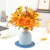 Decorative Flowers 1PC High Quality Simulation Background Decoration Vintage Autumn Dahlia Chrysanthemum Bouquet 6 Head Home Wedding DIY