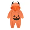 Baby Boy Girls Halloween Performance Abbigliamento Tute di zucca Pagliaccetti con cappuccio Neonato Costume di Halloween Vestiti per neonati