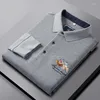 Polos masculinos camisa polo de manga comprida algodão high-end gola outono negócios casual requintado bordado camiseta