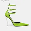 Nouvelle robe d'été Metal Sandals Sandales Pointy Fashion Single Chaussures Sexy Nightclub Party Mariage High Heels T2308 8818F