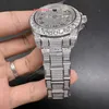 Orologio da uomo con diamanti ghiacciati popolari, dimensioni in acciaio inossidabile argento, diamanti pieni, movimento automatico da 40 mm, orologi brillanti