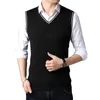 Chandails pour hommes TFETTERS Hommes Vêtements Automne Hiver Classique Vneck Pull sans manches Tricots Porter Mode Noir Slim 230828