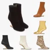 Winter Dames Enkellaarsjes Luxe Merk Leraar Hoge Hakken Kalfsleer Amandelkop Rubberen Zool Elegante Damesmode Schoenen Show Sexy Charm EU35-42