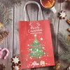 Frohe Weihnachten Geschenk Papier Wrap Handtasche Weihnachten Weihnachtsmann Geschenk Verpackung Tasche Neujahr Kinder Geschenke Dekoration Schneeflocke Süßigkeiten Taschen TH0180