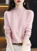 Kvinnors tröjor Autumn Winter Women Pullovers Tröja Merino Wool Hollow Mock-Neck Cashmere Knitwear Kvinnliga kläder Basic Korean Style Tops