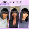 Wigs Straight Human Hair Wigs with Bangs 180 % Density Brazilian Human Hair Wigs for Women Machine Made Bob Wigs