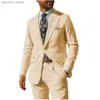 Trajes de hombre beige 2 piezas Regular Fit Muesca Solapa Boda Novio Prom Esmoquin Ropa de hombre completo Chaqueta a medida Chaqueta + Pantalones Q230828