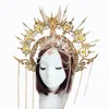 Gothic Halo Crown Lolita Tiara Crown Headband DIY Material Package Halloween Vintage Sun Goddess Baroque Halo Headpiece Parts