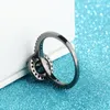 Anneaux de mariage Hainon Mode Zircone Cubique Pour Femmes Bague En Cristal Noir Avec Des Pierres Blanches Bijoux De Fiançailles Pour Femmes Cadeaux Fille